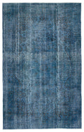 Turquoise  Over Dyed Vintage Rug 5'6'' x 8'7'' ft 167 x 262 cm