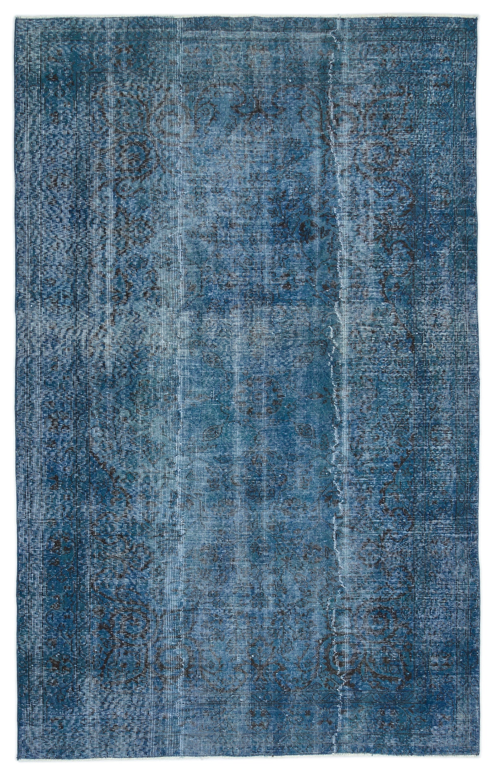 Turquoise  Over Dyed Vintage Rug 5'6'' x 8'7'' ft 167 x 262 cm