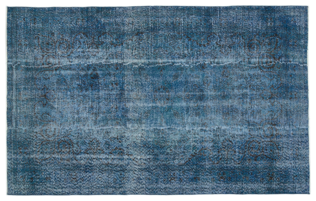 Turquoise  Over Dyed Vintage Rug 5'6'' x 8'7'' ft 167 x 262 cm