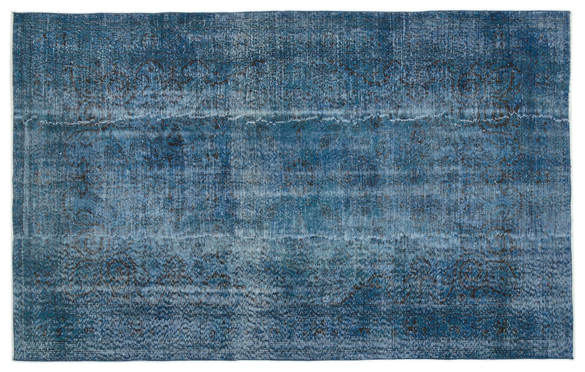 Turquoise  Over Dyed Vintage Rug 5&#39;6&#39;&#39; x 8&#39;7&#39;&#39; ft 167 x 262 cm