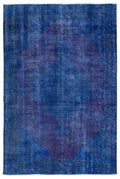 Blue Over Dyed Vintage Rug 5'10'' x 8'7'' ft 178 x 261 cm