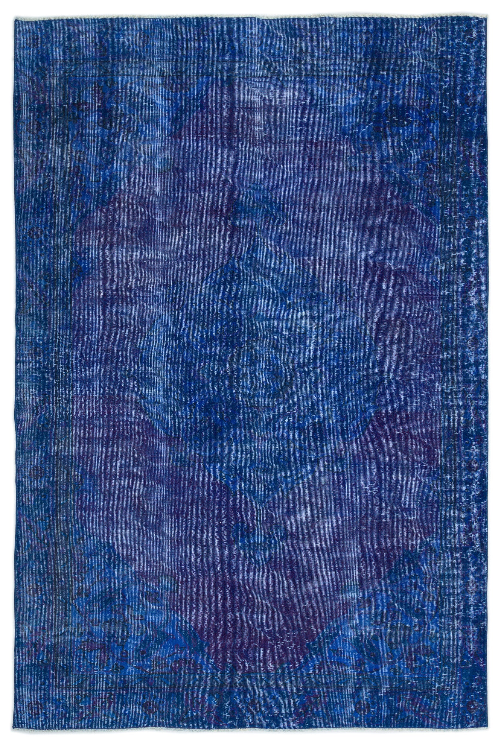 Blue Over Dyed Vintage Rug 5'10'' x 8'7'' ft 178 x 261 cm
