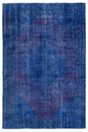 Blue Over Dyed Vintage Rug 5'10'' x 8'7'' ft 178 x 261 cm