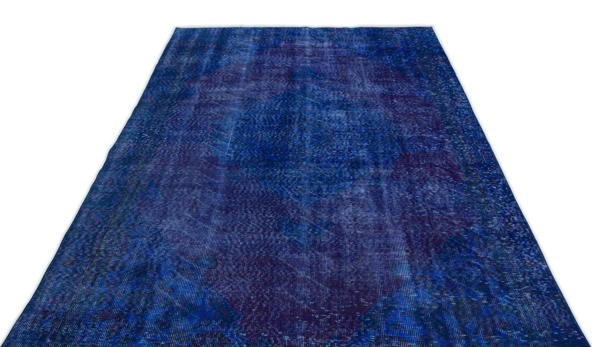 Blue Over Dyed Vintage Rug 5&#39;10&#39;&#39; x 8&#39;7&#39;&#39; ft 178 x 261 cm