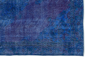Blue Over Dyed Vintage Rug 5'10'' x 8'7'' ft 178 x 261 cm