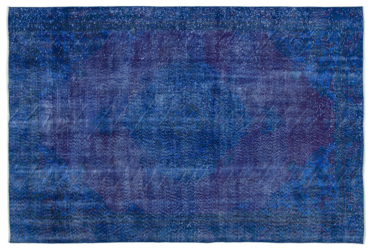 Blue Over Dyed Vintage Rug 5&#39;10&#39;&#39; x 8&#39;7&#39;&#39; ft 178 x 261 cm