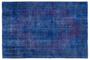 Blue Over Dyed Vintage Rug 5'10'' x 8'7'' ft 178 x 261 cm