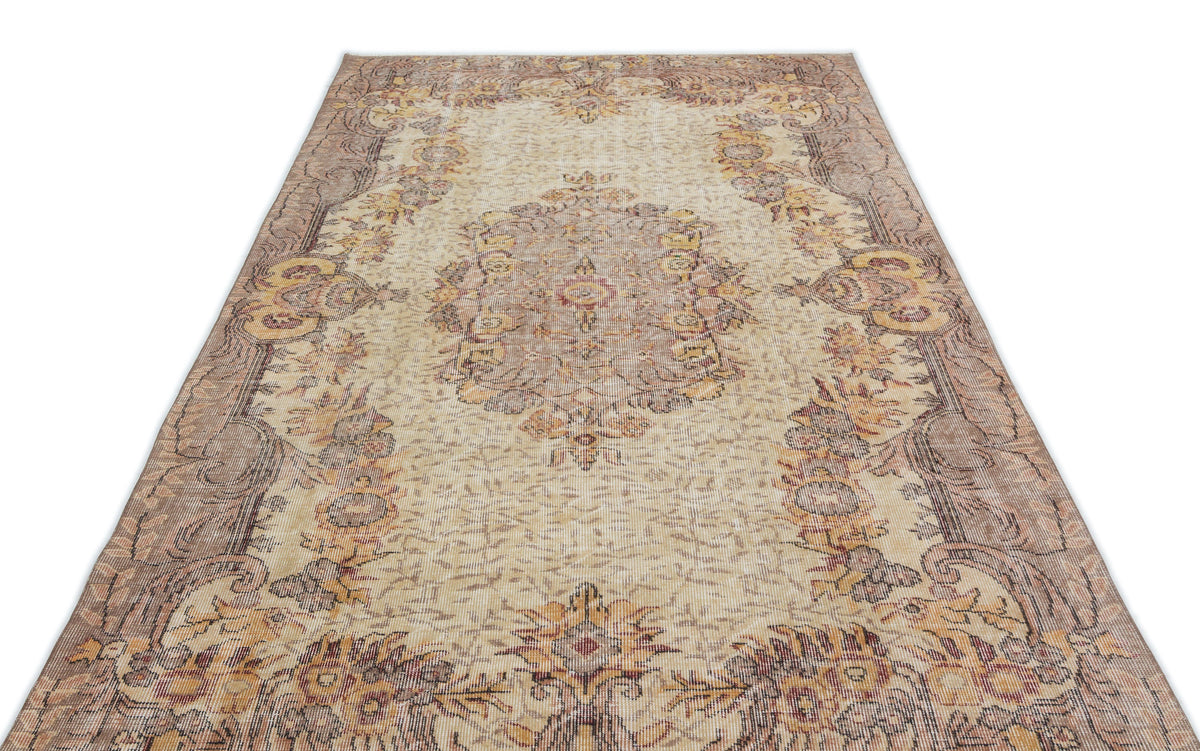 Beige Over Dyed Vintage Rug 5&#39;8&#39;&#39; x 8&#39;11&#39;&#39; ft 172 x 271 cm