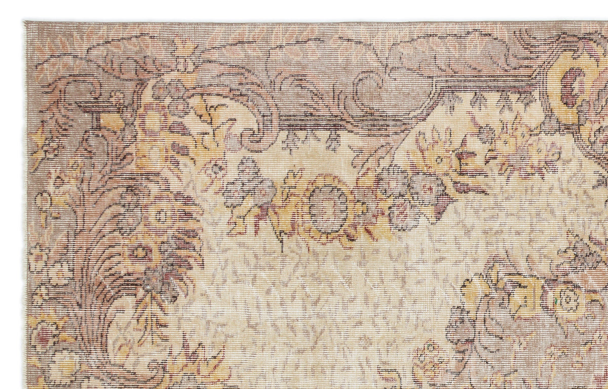 Beige Over Dyed Vintage Rug 5&#39;8&#39;&#39; x 8&#39;11&#39;&#39; ft 172 x 271 cm