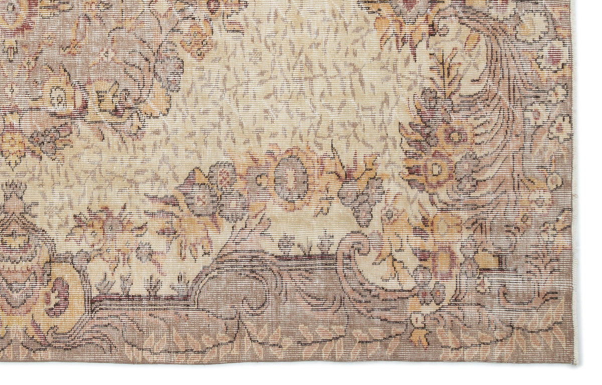 Beige Over Dyed Vintage Rug 5&#39;8&#39;&#39; x 8&#39;11&#39;&#39; ft 172 x 271 cm