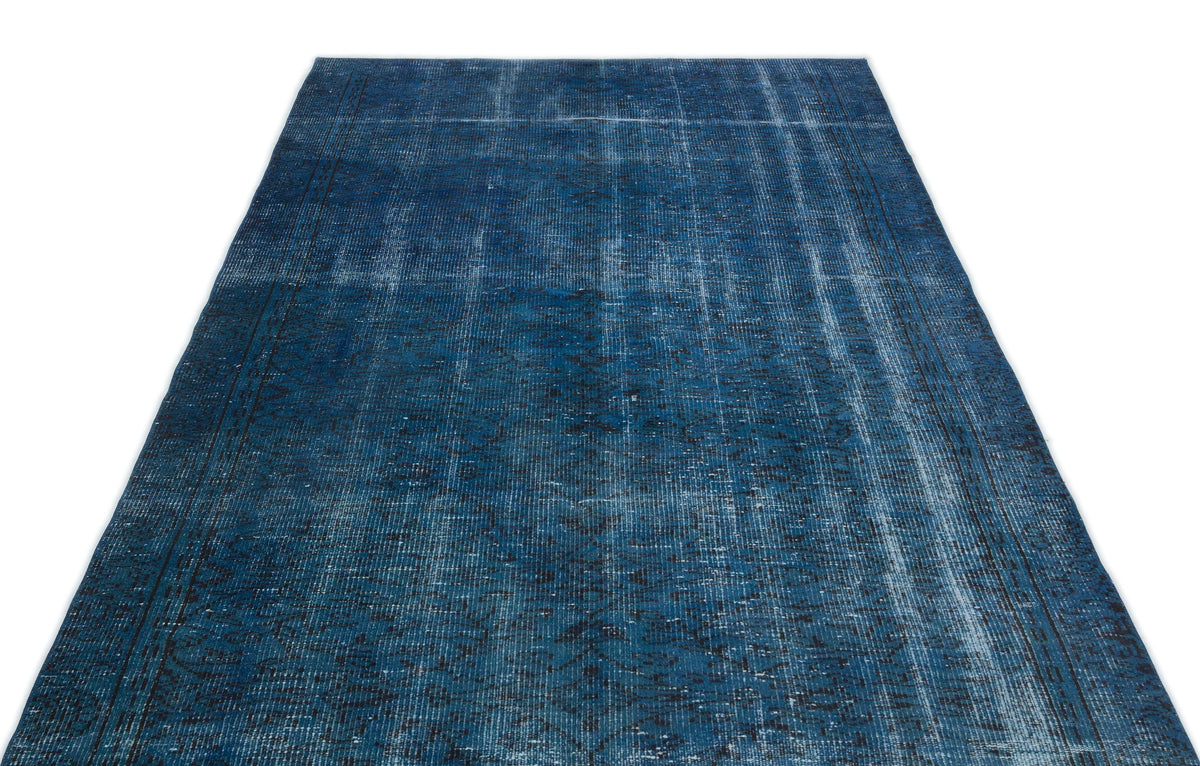 Turquoise  Over Dyed Vintage Rug 5&#39;4&#39;&#39; x 8&#39;11&#39;&#39; ft 162 x 271 cm