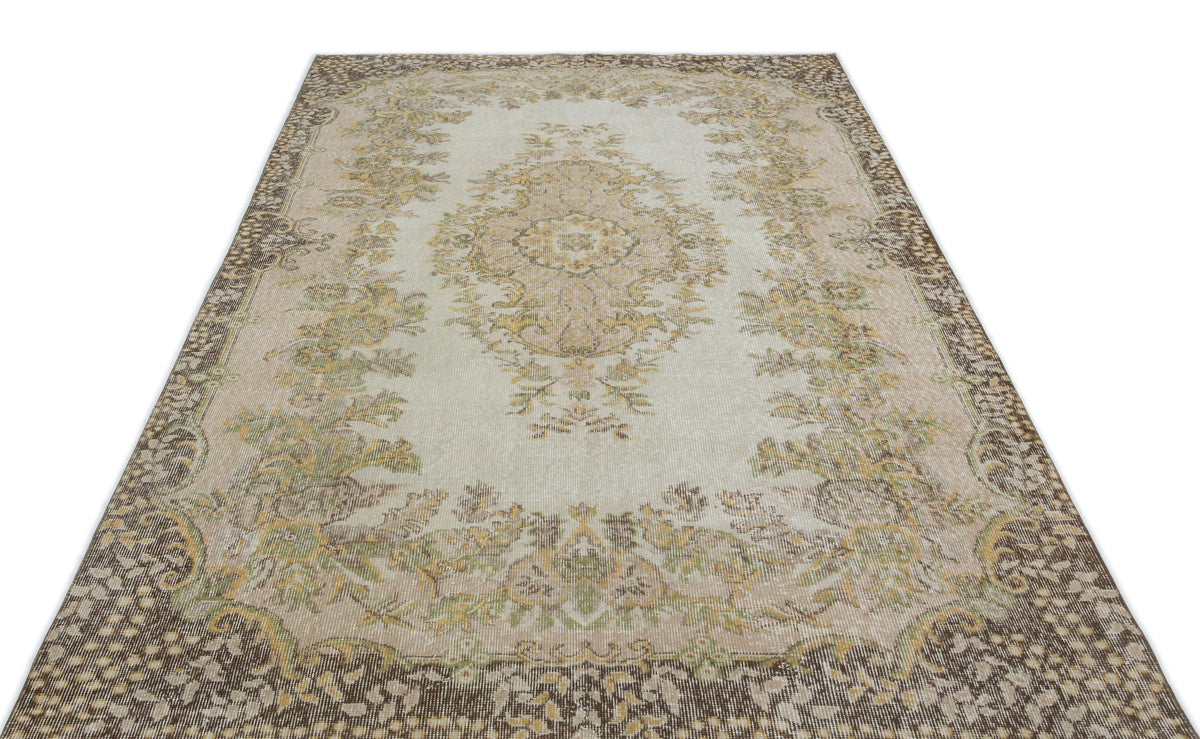 Beige Over Dyed Vintage Rug 5&#39;10&#39;&#39; x 9&#39;6&#39;&#39; ft 178 x 290 cm
