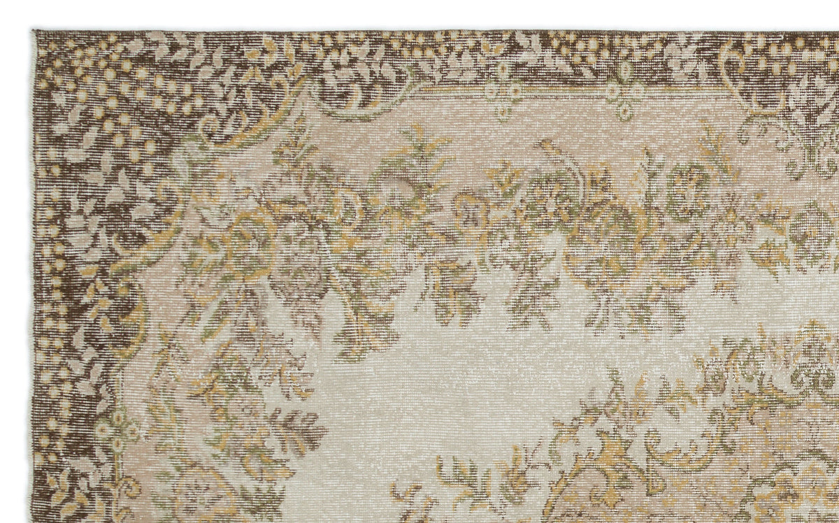 Beige Over Dyed Vintage Rug 5&#39;10&#39;&#39; x 9&#39;6&#39;&#39; ft 178 x 290 cm