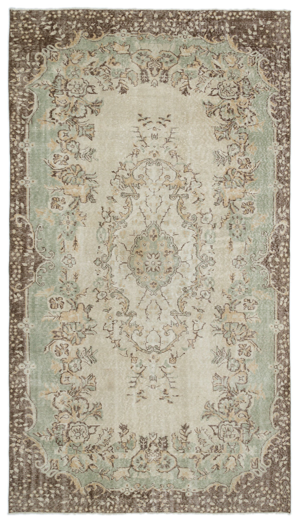 Beige Over Dyed Vintage Rug 5'6'' x 9'10'' ft 168 x 300 cm