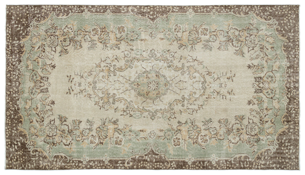 Beige Over Dyed Vintage Rug 5'6'' x 9'10'' ft 168 x 300 cm