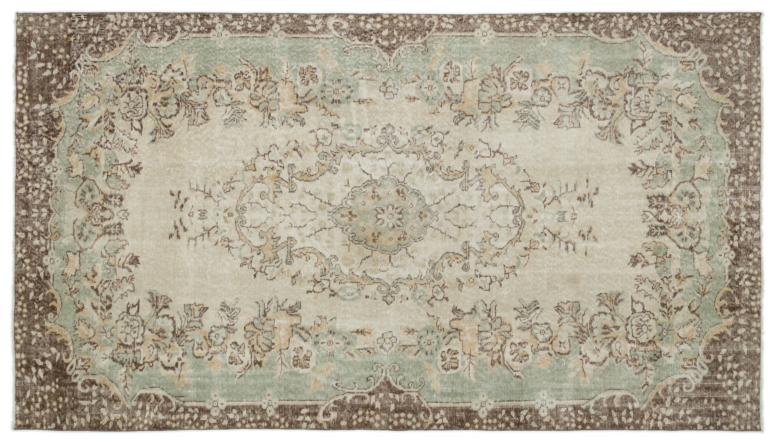 Beige Over Dyed Vintage Rug 5'6'' x 9'10'' ft 168 x 300 cm