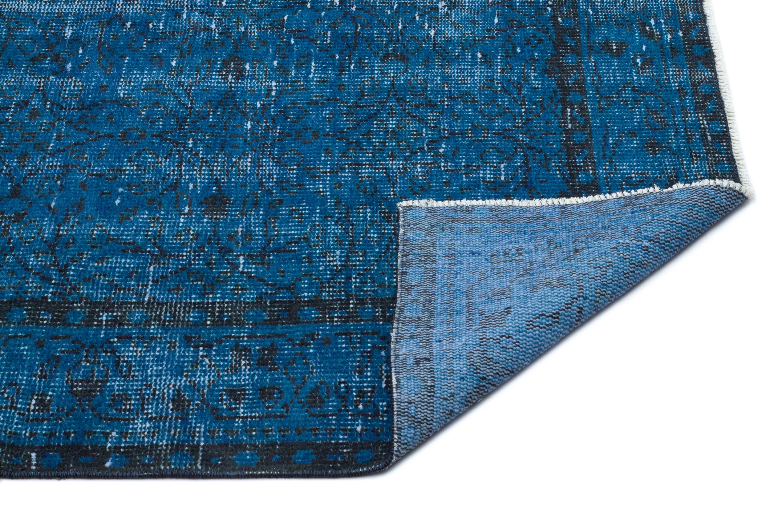 Turquoise  Over Dyed Vintage Rug 4'11'' x 8'8'' ft 151 x 263 cm