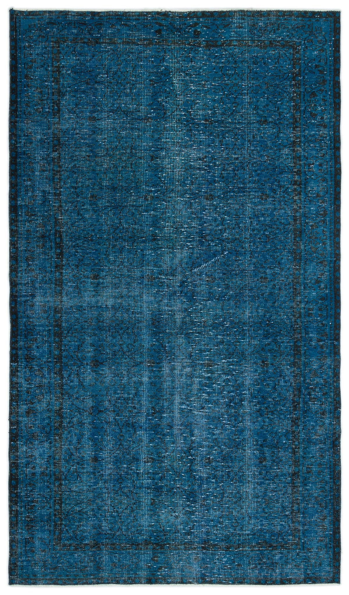 Turquoise  Over Dyed Vintage Rug 4&#39;11&#39;&#39; x 8&#39;8&#39;&#39; ft 151 x 263 cm