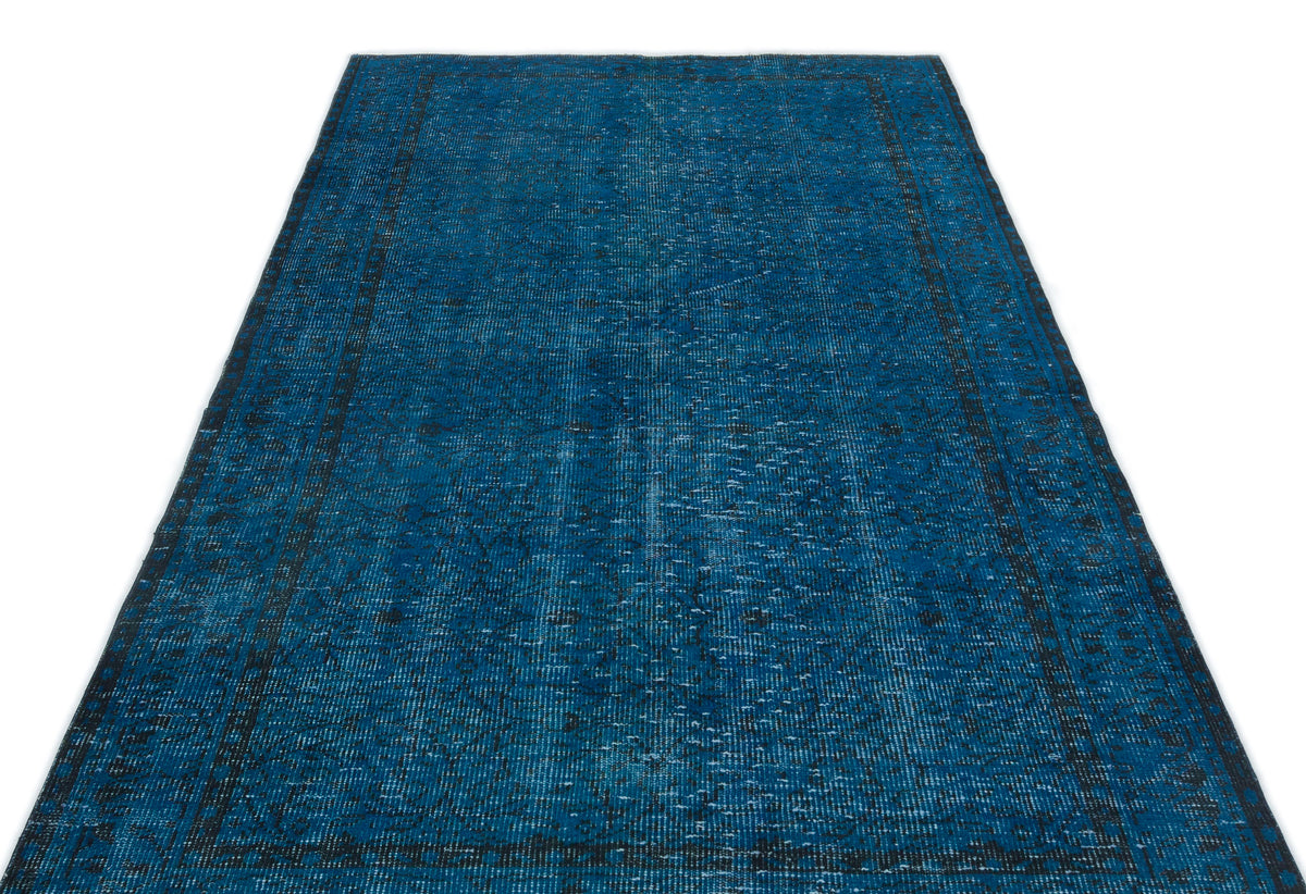 Turquoise  Over Dyed Vintage Rug 4&#39;11&#39;&#39; x 8&#39;8&#39;&#39; ft 151 x 263 cm