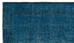 Turquoise  Over Dyed Vintage Rug 4'11'' x 8'8'' ft 151 x 263 cm