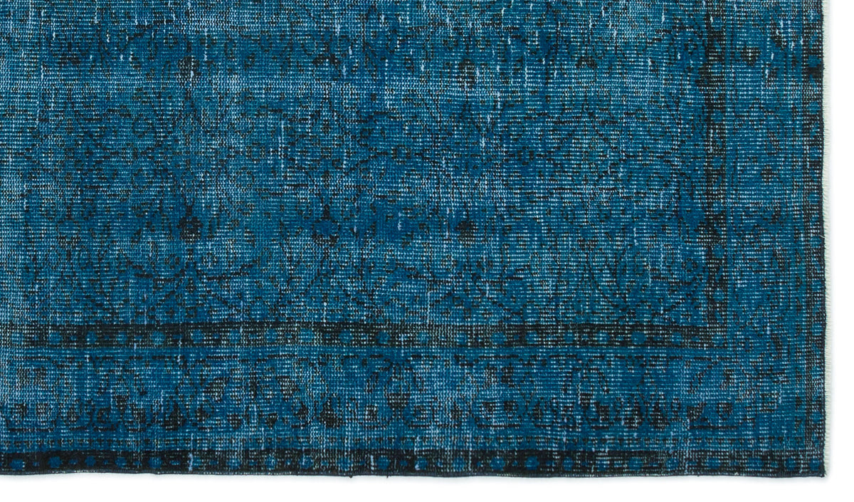 Turquoise  Over Dyed Vintage Rug 4&#39;11&#39;&#39; x 8&#39;8&#39;&#39; ft 151 x 263 cm