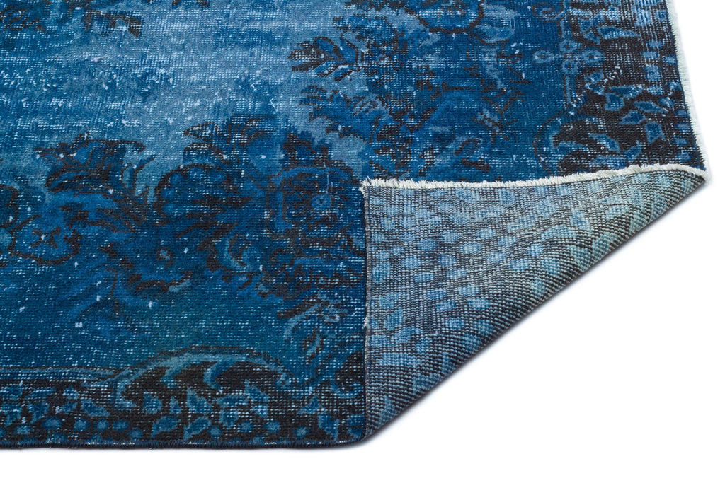 Turquoise  Over Dyed Vintage Rug 5'6'' x 9'4'' ft 168 x 285 cm