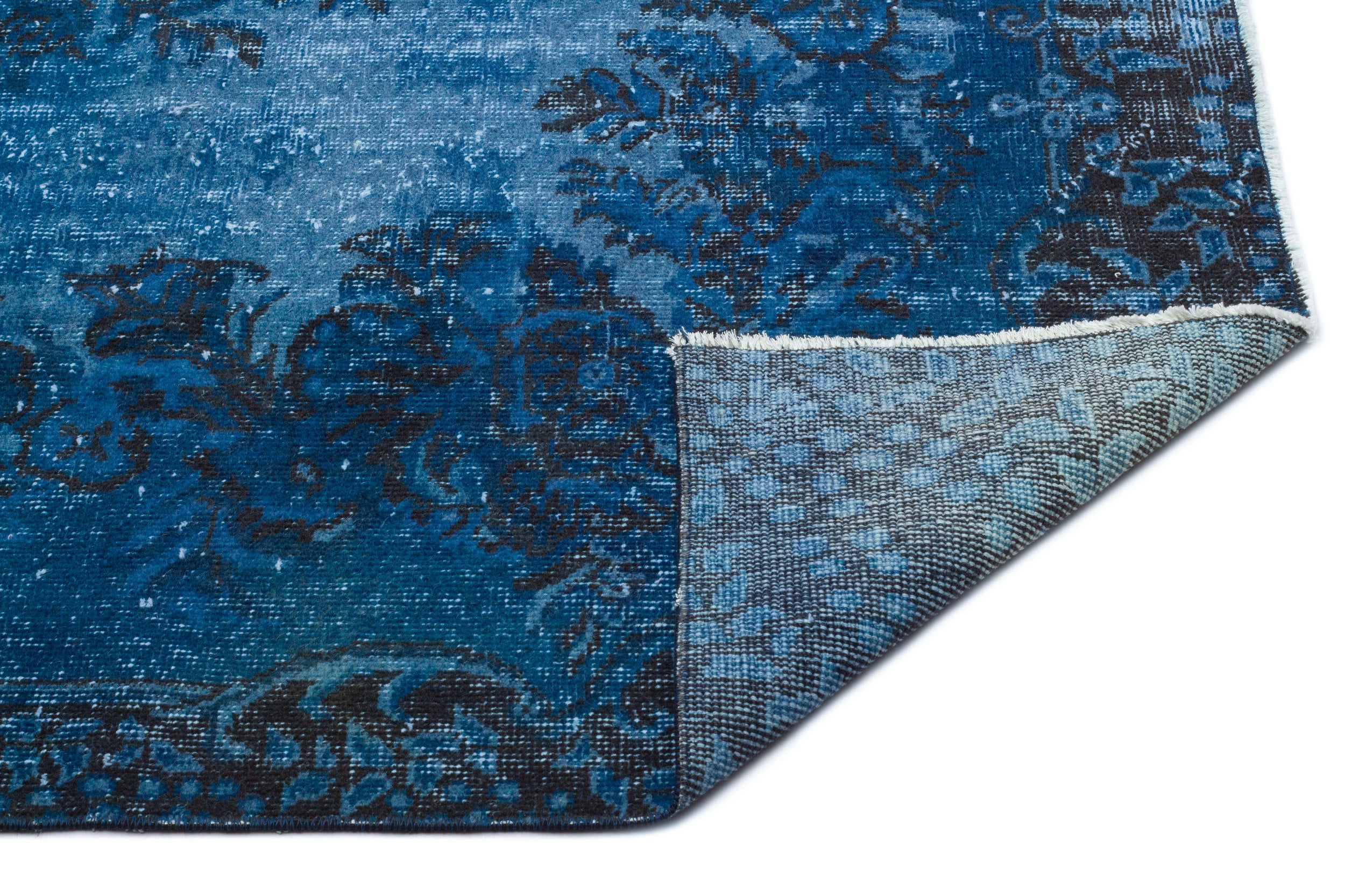 Turquoise  Over Dyed Vintage Rug 5'6'' x 9'4'' ft 168 x 285 cm