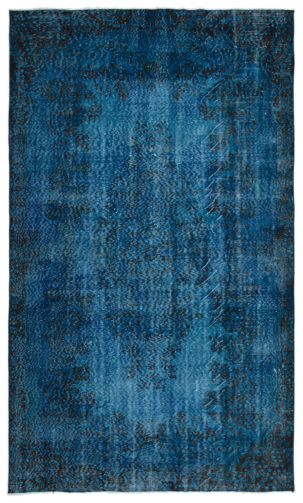 Turquoise  Over Dyed Vintage Rug 5'6'' x 9'4'' ft 168 x 285 cm