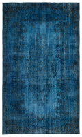 Turquoise  Over Dyed Vintage Rug 5'6'' x 9'4'' ft 168 x 285 cm