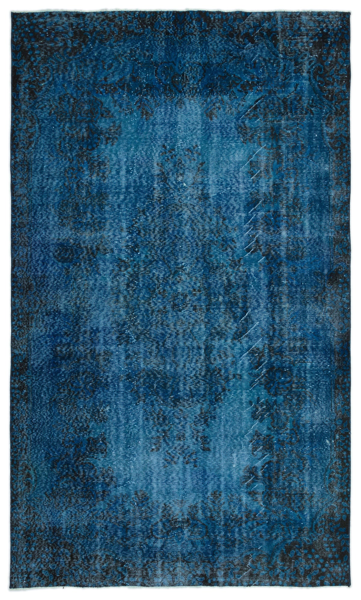 Turquoise  Over Dyed Vintage Rug 5&#39;6&#39;&#39; x 9&#39;4&#39;&#39; ft 168 x 285 cm