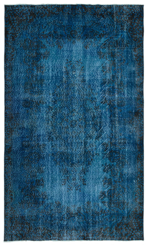 Turquoise  Over Dyed Vintage Rug 5'6'' x 9'4'' ft 168 x 285 cm