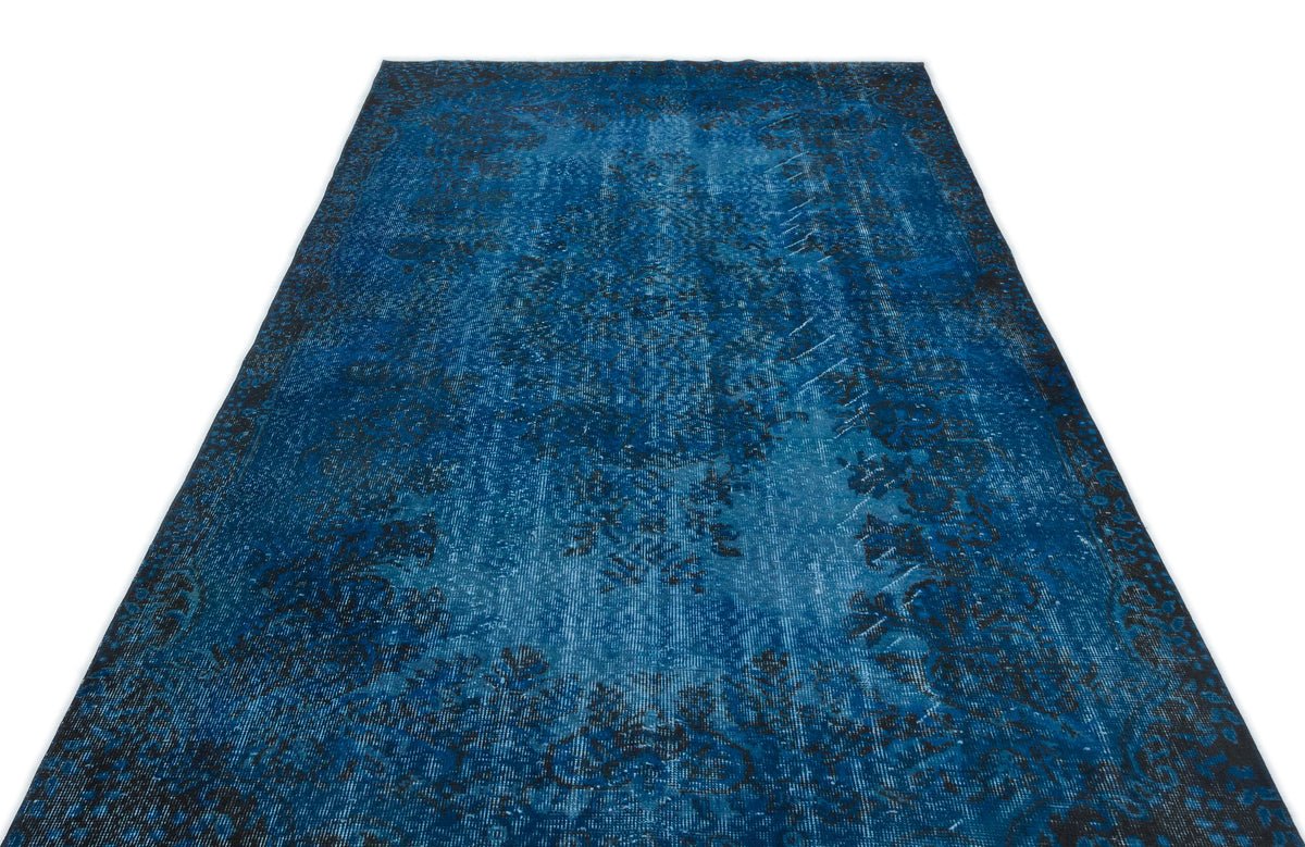 Turquoise  Over Dyed Vintage Rug 5&#39;6&#39;&#39; x 9&#39;4&#39;&#39; ft 168 x 285 cm