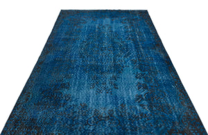 Turquoise  Over Dyed Vintage Rug 5'6'' x 9'4'' ft 168 x 285 cm