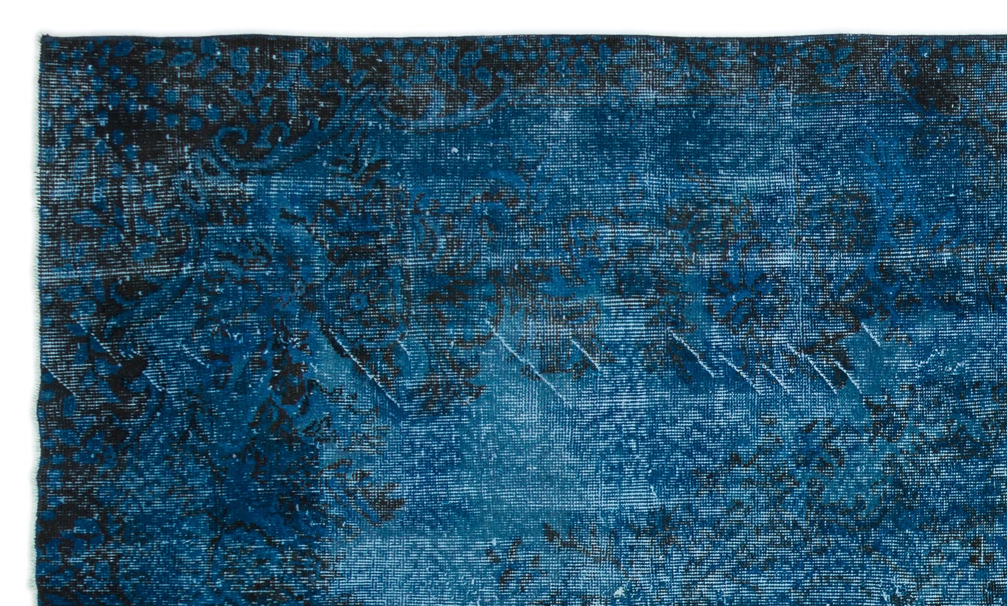 Turquoise  Over Dyed Vintage Rug 5'6'' x 9'4'' ft 168 x 285 cm