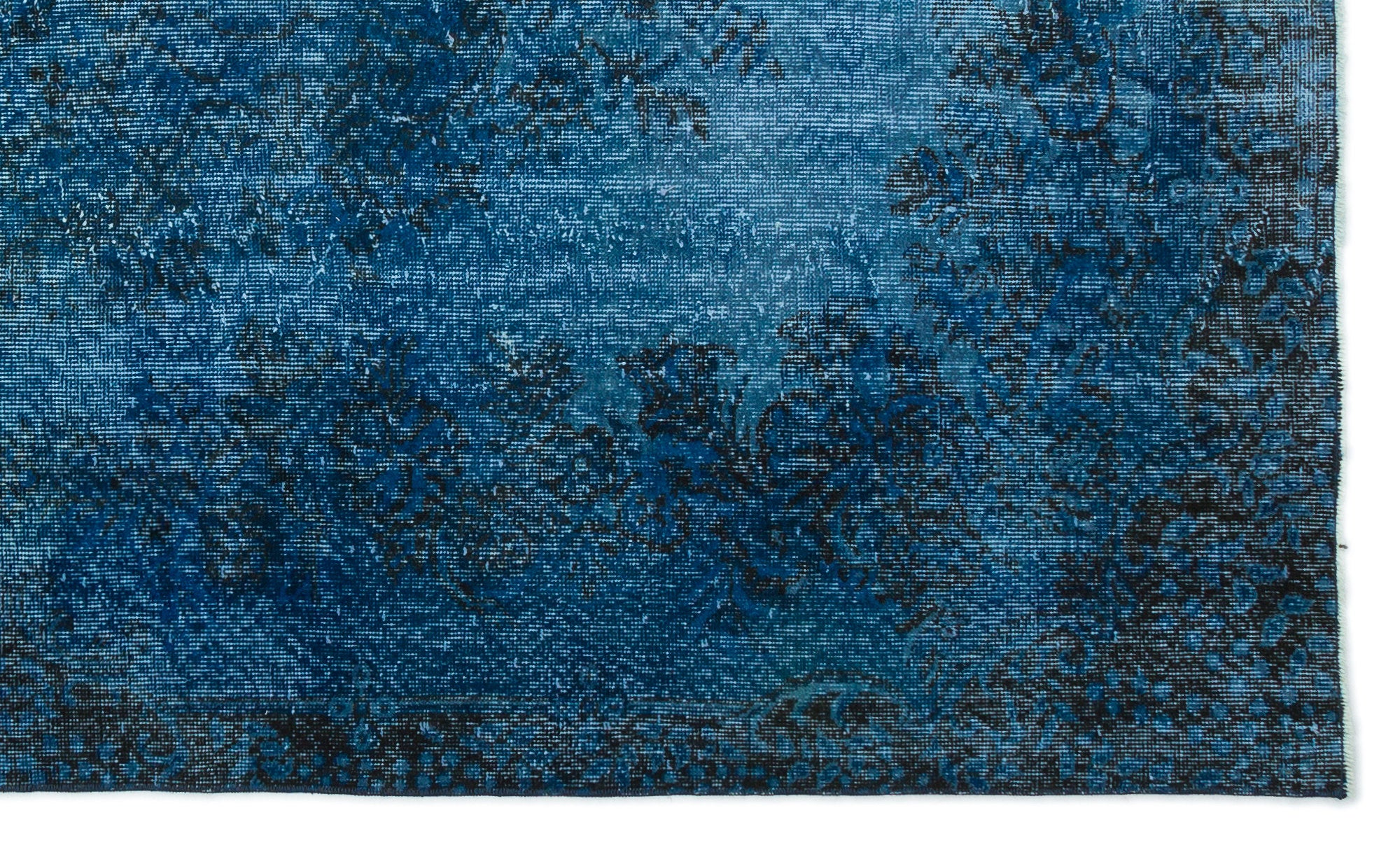 Turquoise  Over Dyed Vintage Rug 5'6'' x 9'4'' ft 168 x 285 cm