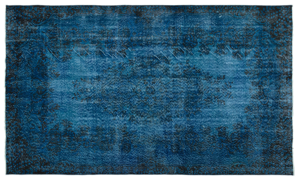 Turquoise  Over Dyed Vintage Rug 5'6'' x 9'4'' ft 168 x 285 cm