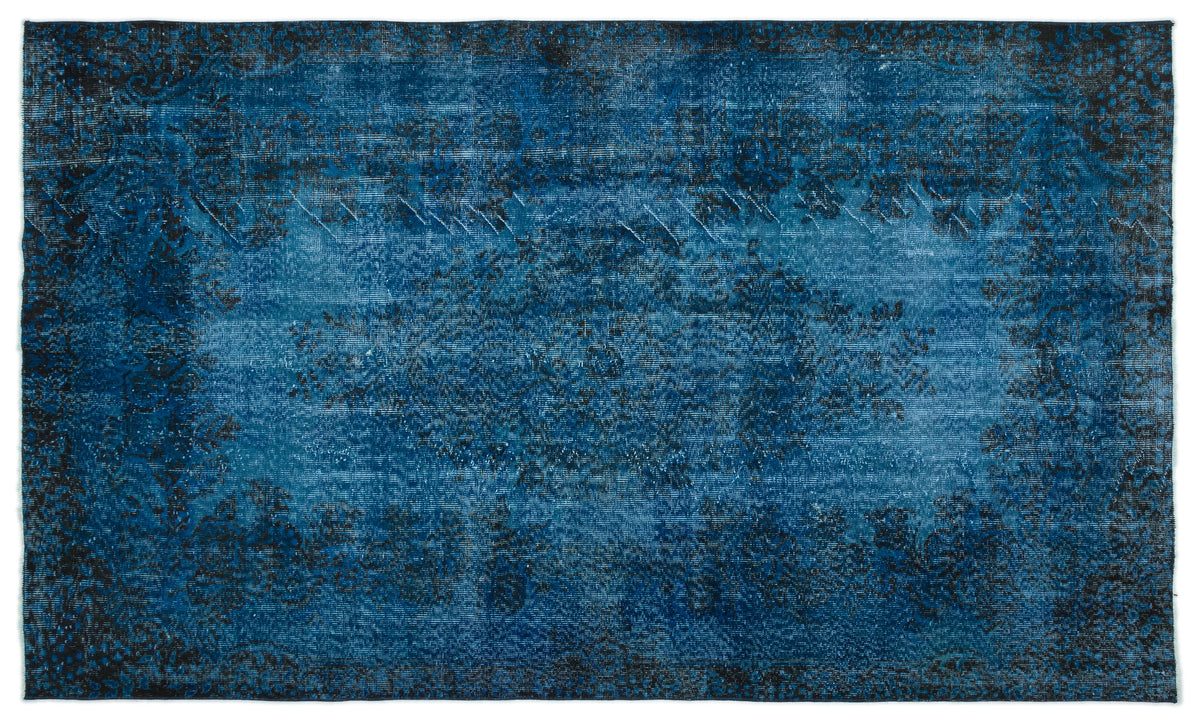 Turquoise  Over Dyed Vintage Rug 5&#39;6&#39;&#39; x 9&#39;4&#39;&#39; ft 168 x 285 cm
