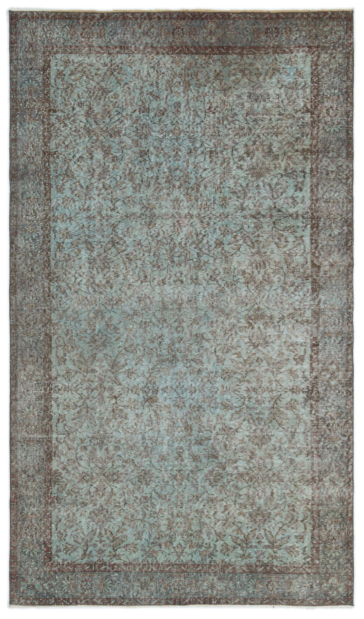 Blue Over Dyed Vintage Rug 5&#39;2&#39;&#39; x 8&#39;10&#39;&#39; ft 157 x 270 cm