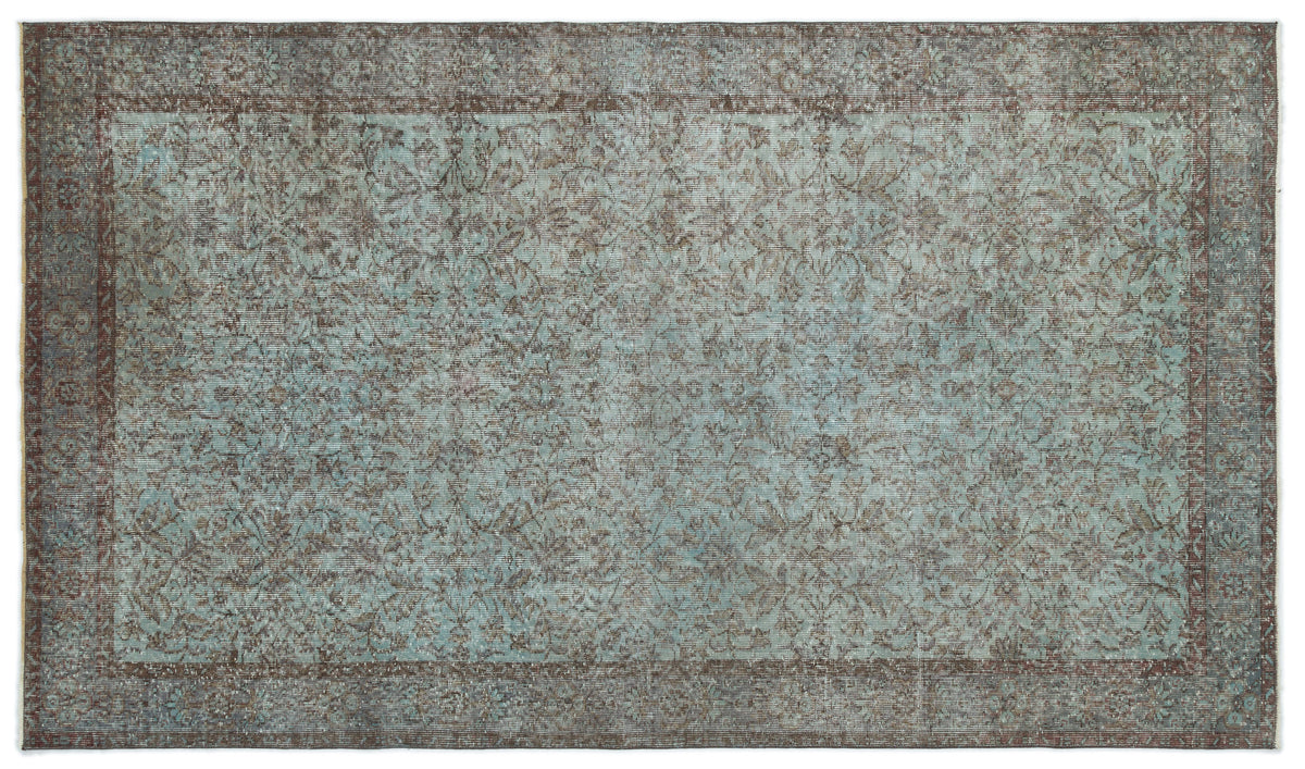 Blue Over Dyed Vintage Rug 5&#39;2&#39;&#39; x 8&#39;10&#39;&#39; ft 157 x 270 cm