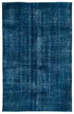 Turquoise  Over Dyed Vintage Rug 5'10'' x 9'2'' ft 178 x 280 cm