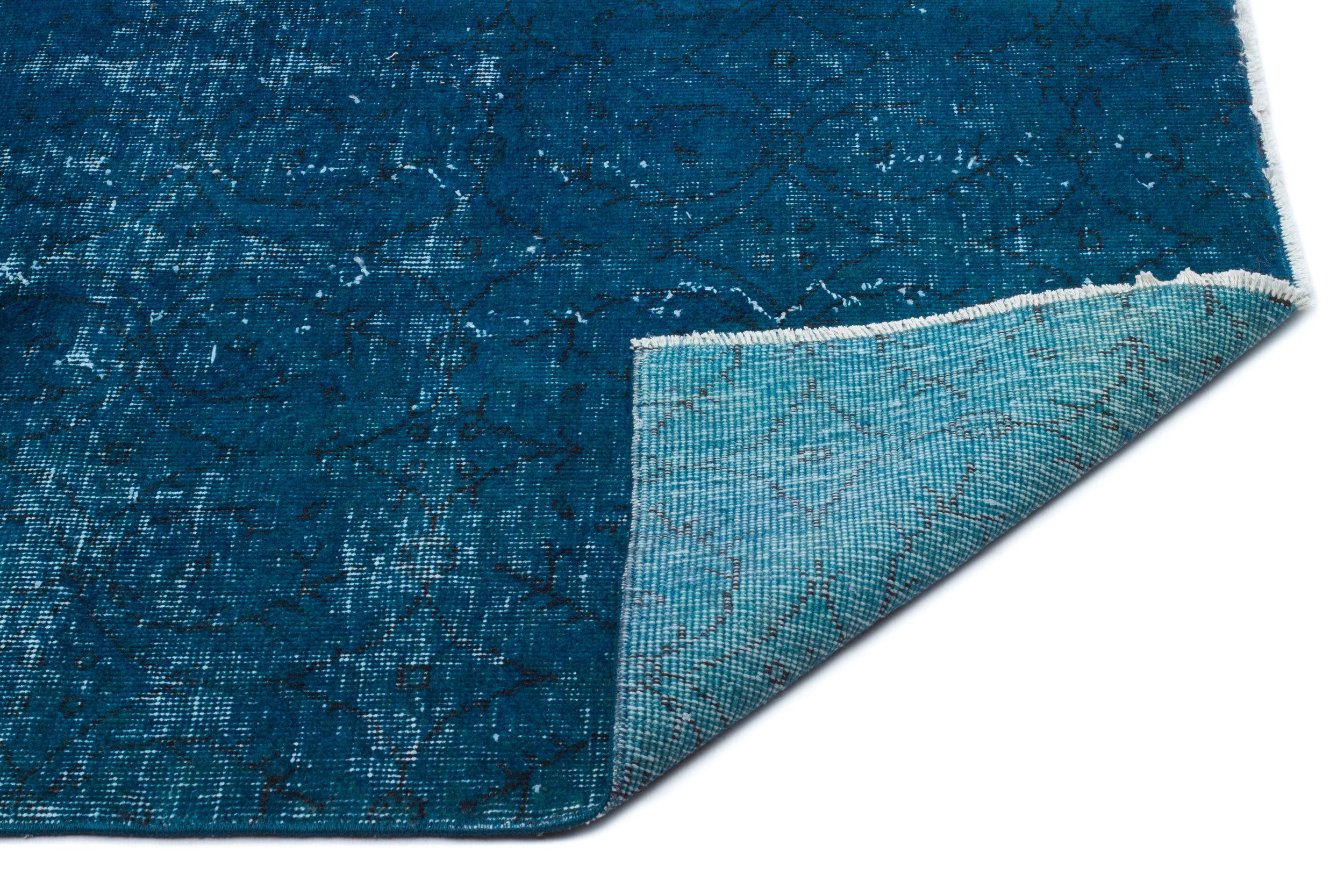 Turquoise  Over Dyed Vintage Rug 5'10'' x 9'2'' ft 178 x 280 cm