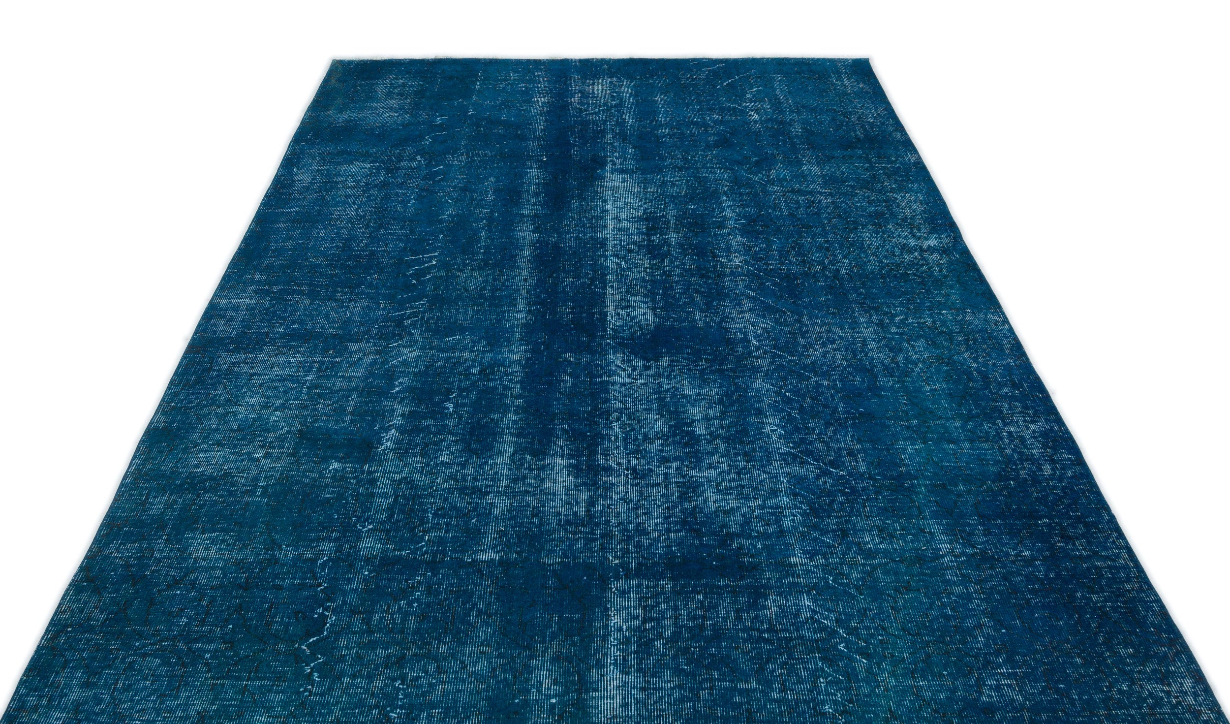 Turquoise  Over Dyed Vintage Rug 5'10'' x 9'2'' ft 178 x 280 cm