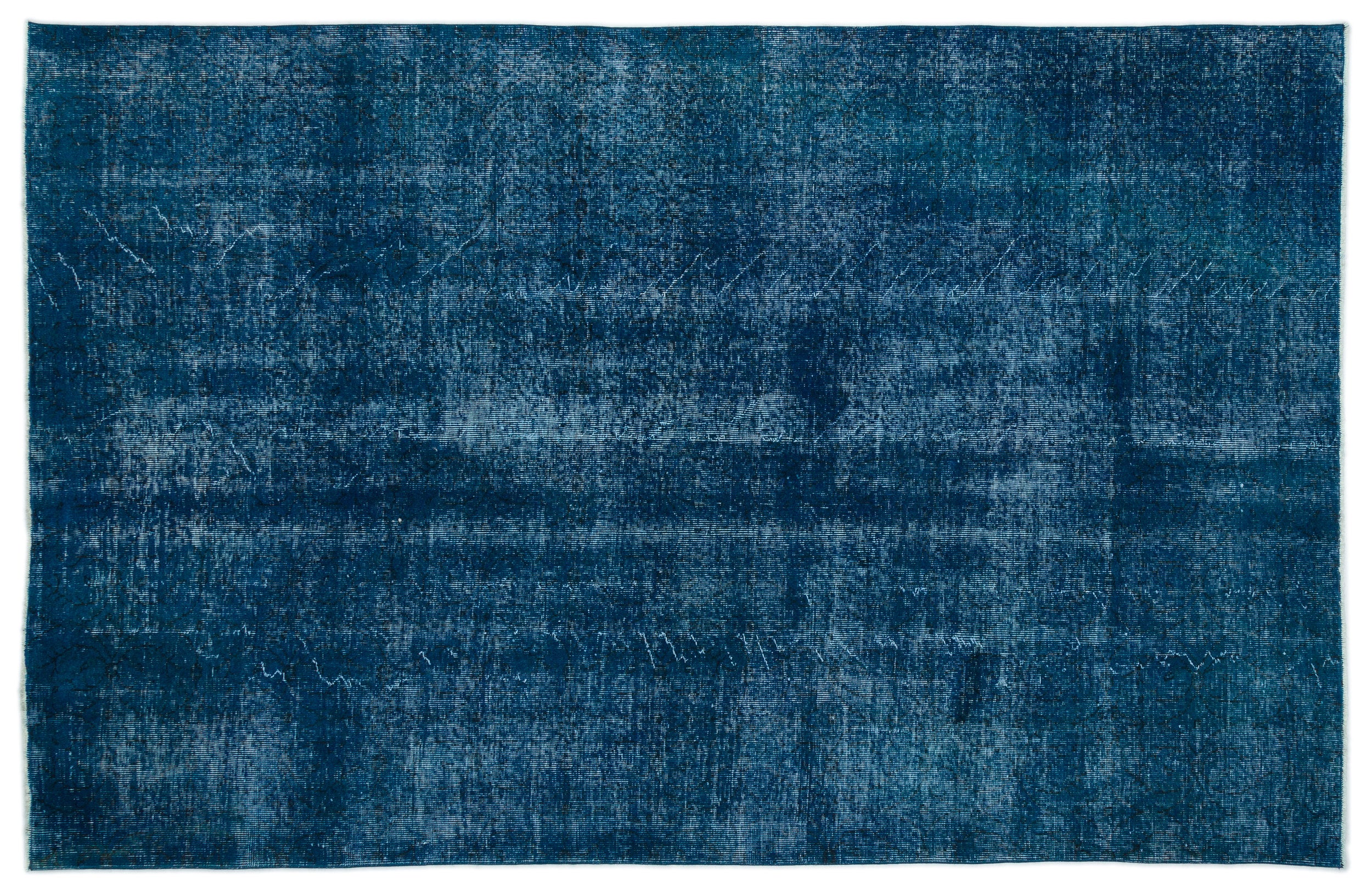 Turquoise  Over Dyed Vintage Rug 5'10'' x 9'2'' ft 178 x 280 cm