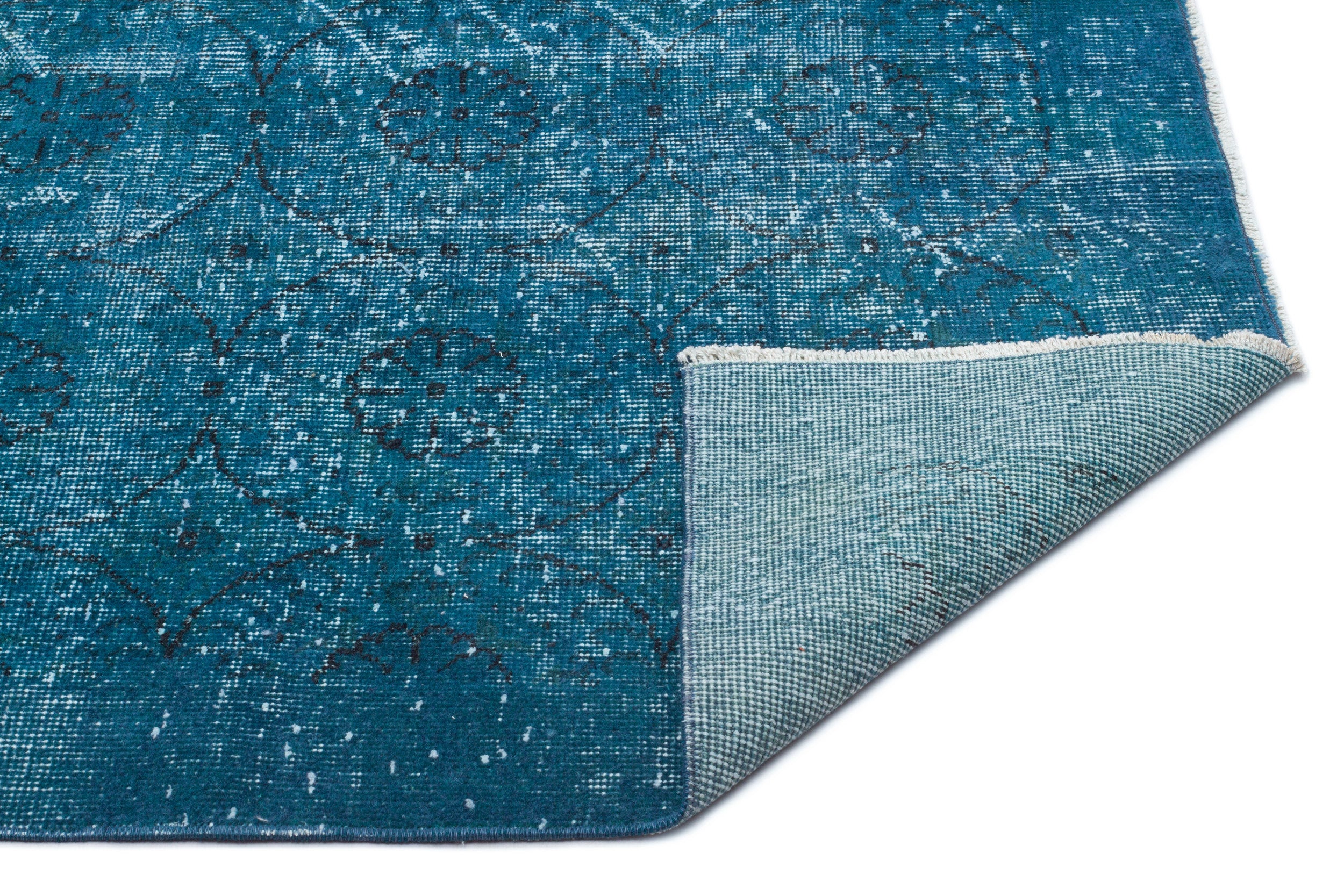 Turquoise  Over Dyed Vintage Rug 5'3'' x 8'4'' ft 161 x 254 cm