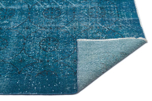 Turquoise  Over Dyed Vintage Rug 5'3'' x 8'4'' ft 161 x 254 cm