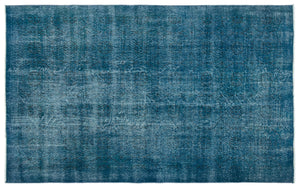 Turquoise  Over Dyed Vintage Rug 5'3'' x 8'4'' ft 161 x 254 cm