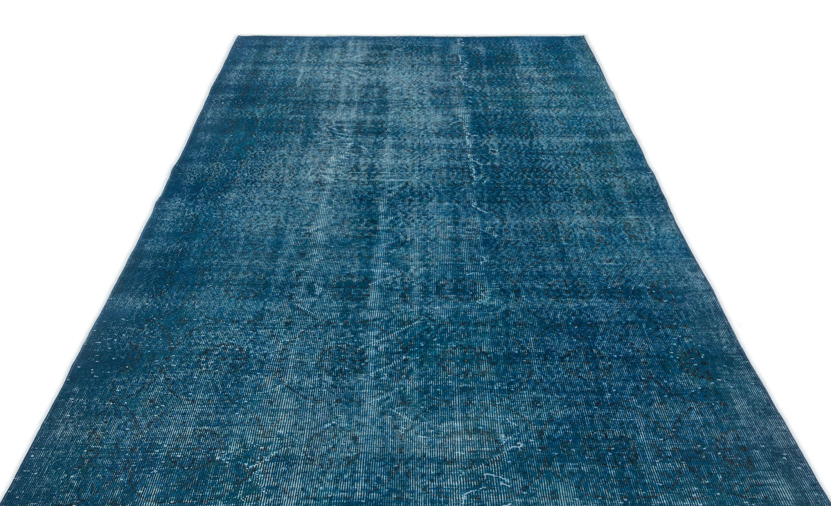 Turquoise  Over Dyed Vintage Rug 5&#39;3&#39;&#39; x 8&#39;4&#39;&#39; ft 161 x 254 cm