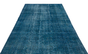 Turquoise  Over Dyed Vintage Rug 5'3'' x 8'4'' ft 161 x 254 cm