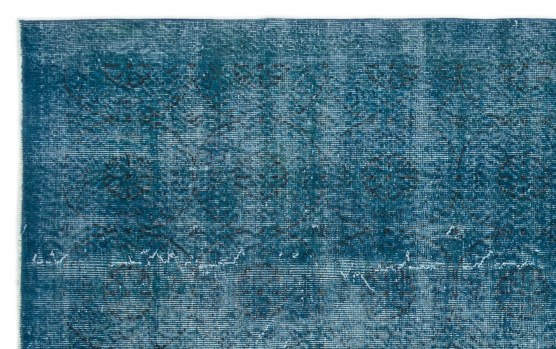 Turquoise  Over Dyed Vintage Rug 5'3'' x 8'4'' ft 161 x 254 cm