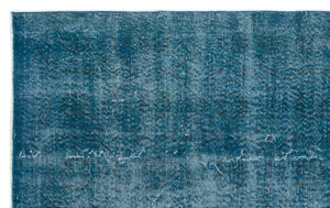 Turquoise  Over Dyed Vintage Rug 5'3'' x 8'4'' ft 161 x 254 cm
